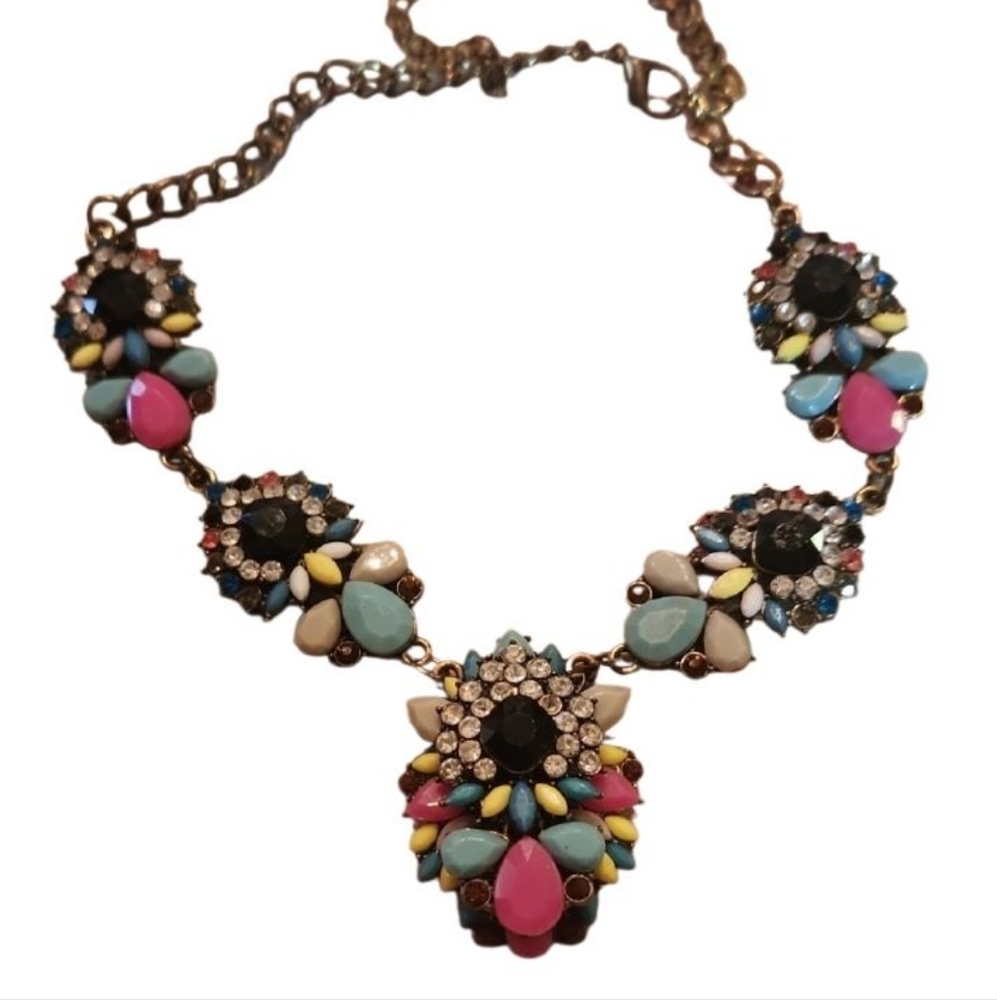 Vintage Bronze Colorful Statement Necklace